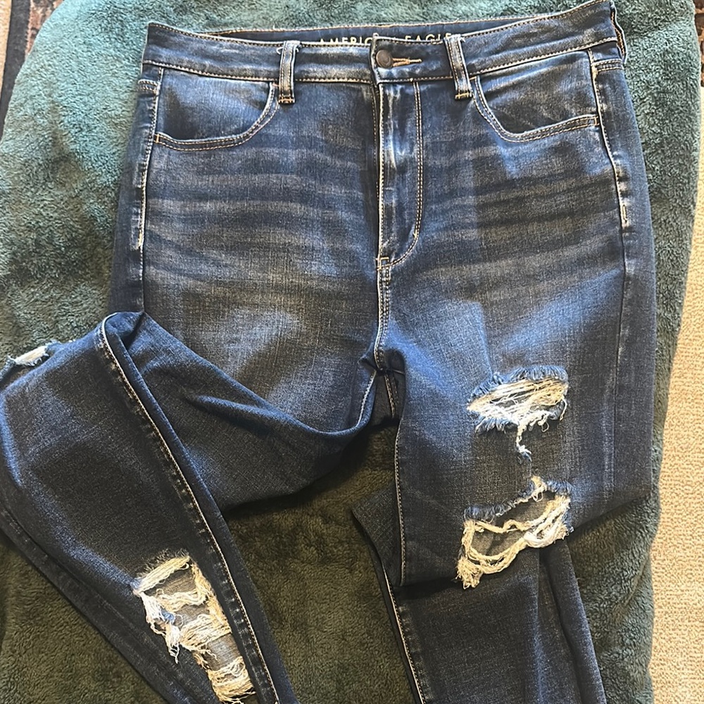 American Eagle Outfitters Blue Skinny Jeans Distressed